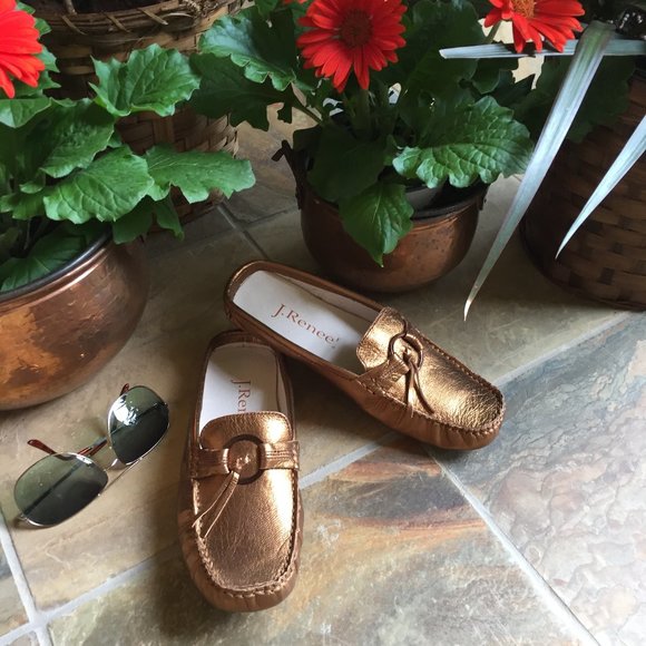 J. Renee Bronze Metallic Leather Mule/Slide (NEW) - Picture 3 of 15